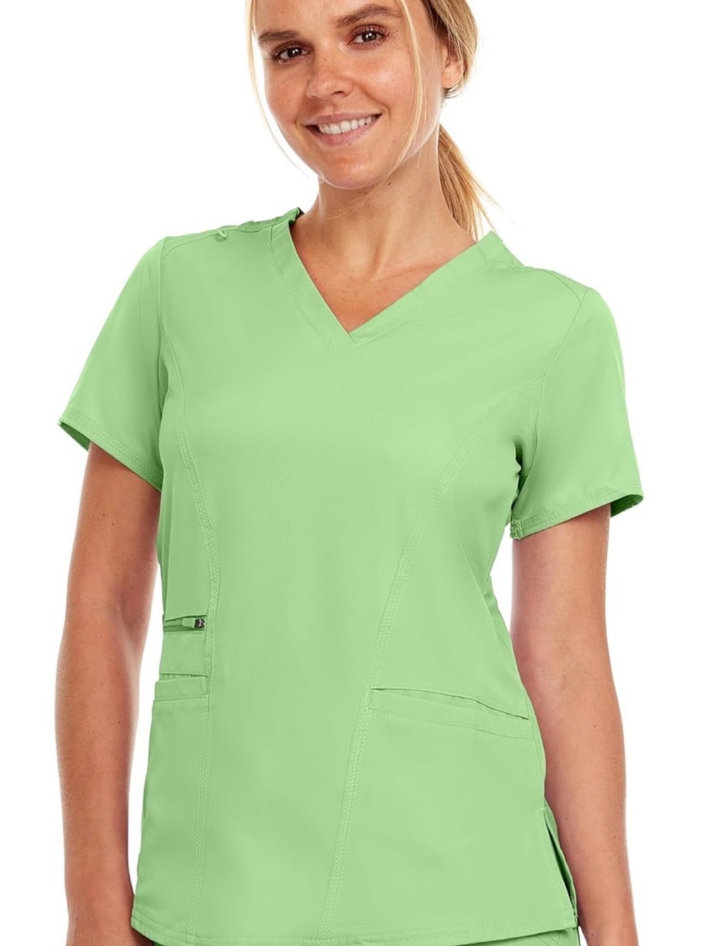 Green V-Neck Scrub Top